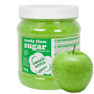 Roheline õunamaitseline suhkruvati suhkur