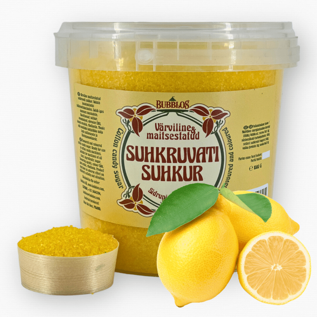 Kollane sidrunimaitseline suhkruvatisuhkur, värviline - Hiigelmullid.ee