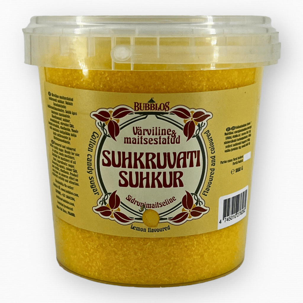 Kollane sidrunimaitseline suhkruvatisuhkur, värviline - Hiigelmullid.ee