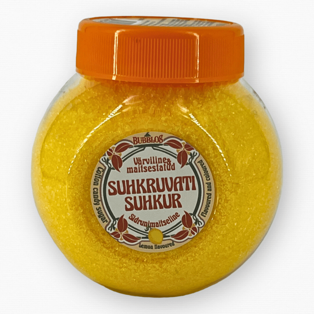 Kollane sidrunimaitseline suhkruvatisuhkur, värviline - Hiigelmullid.ee