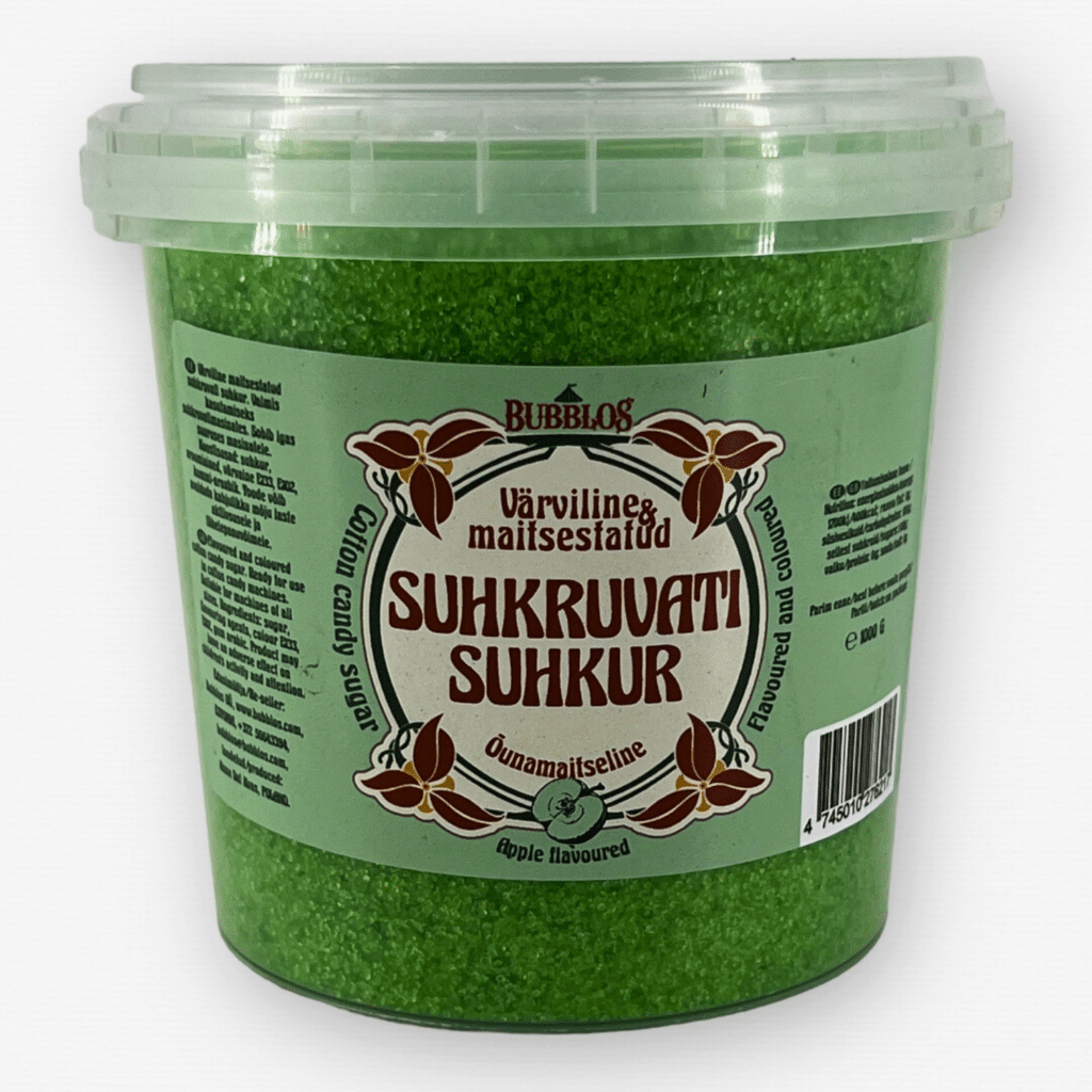 Roheline õunamaitseline suhkruvatisuhkur - Hiigelmullid.ee