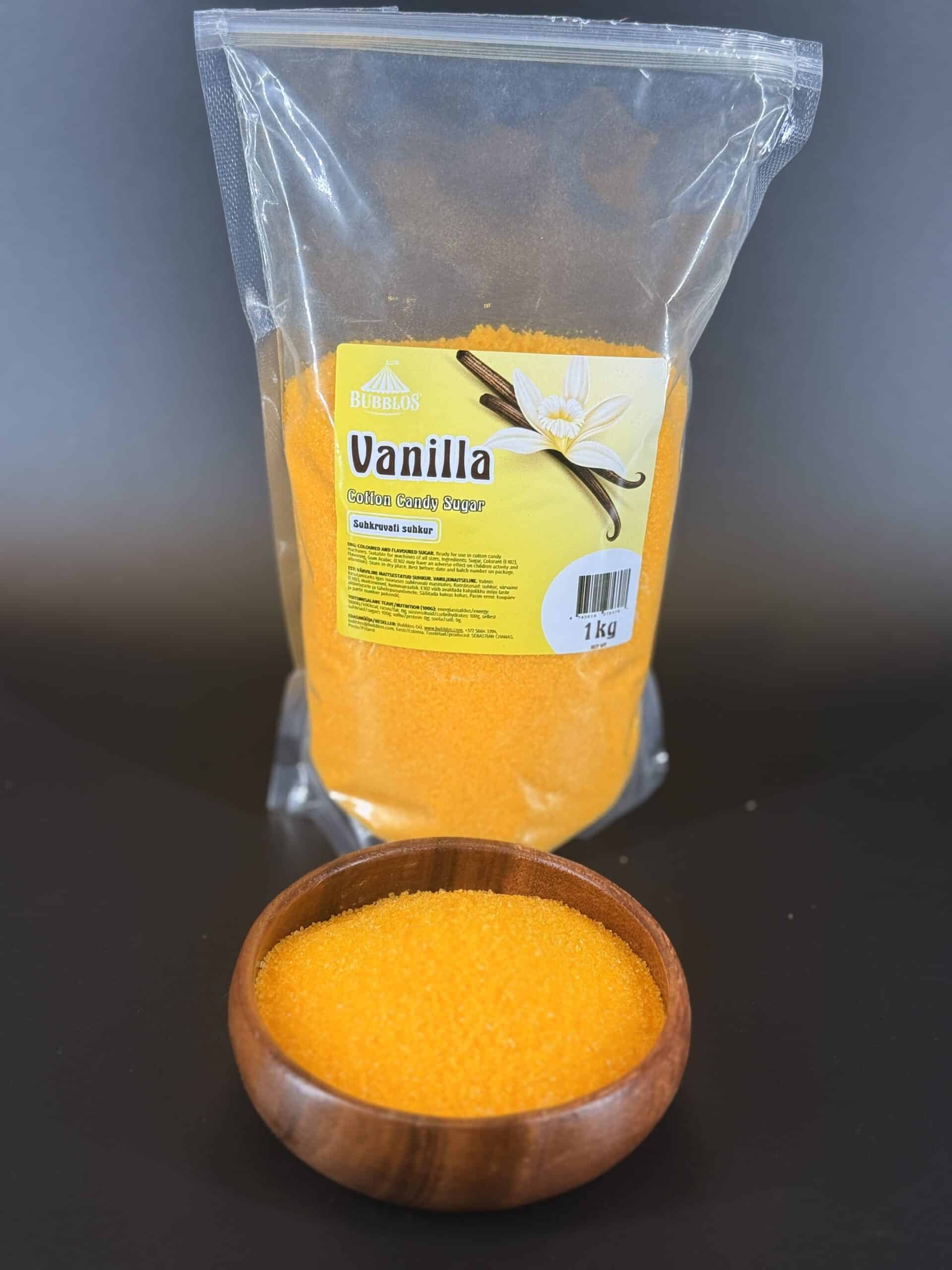 Kollane vanilje suhkruvati suhkur